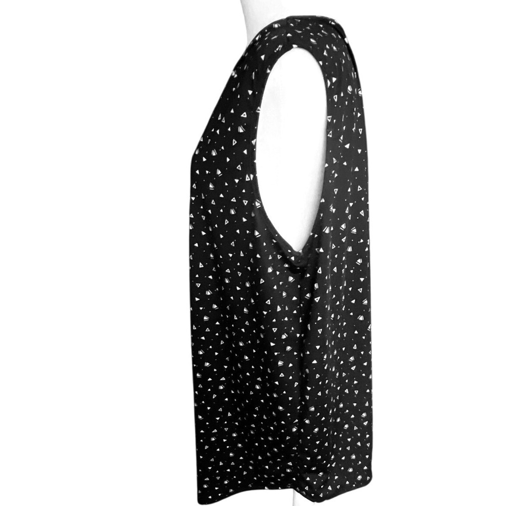 StitchWurks Los Angeles Women 3X Black White Triangle Print Top NWOT - Picture 3 of 5